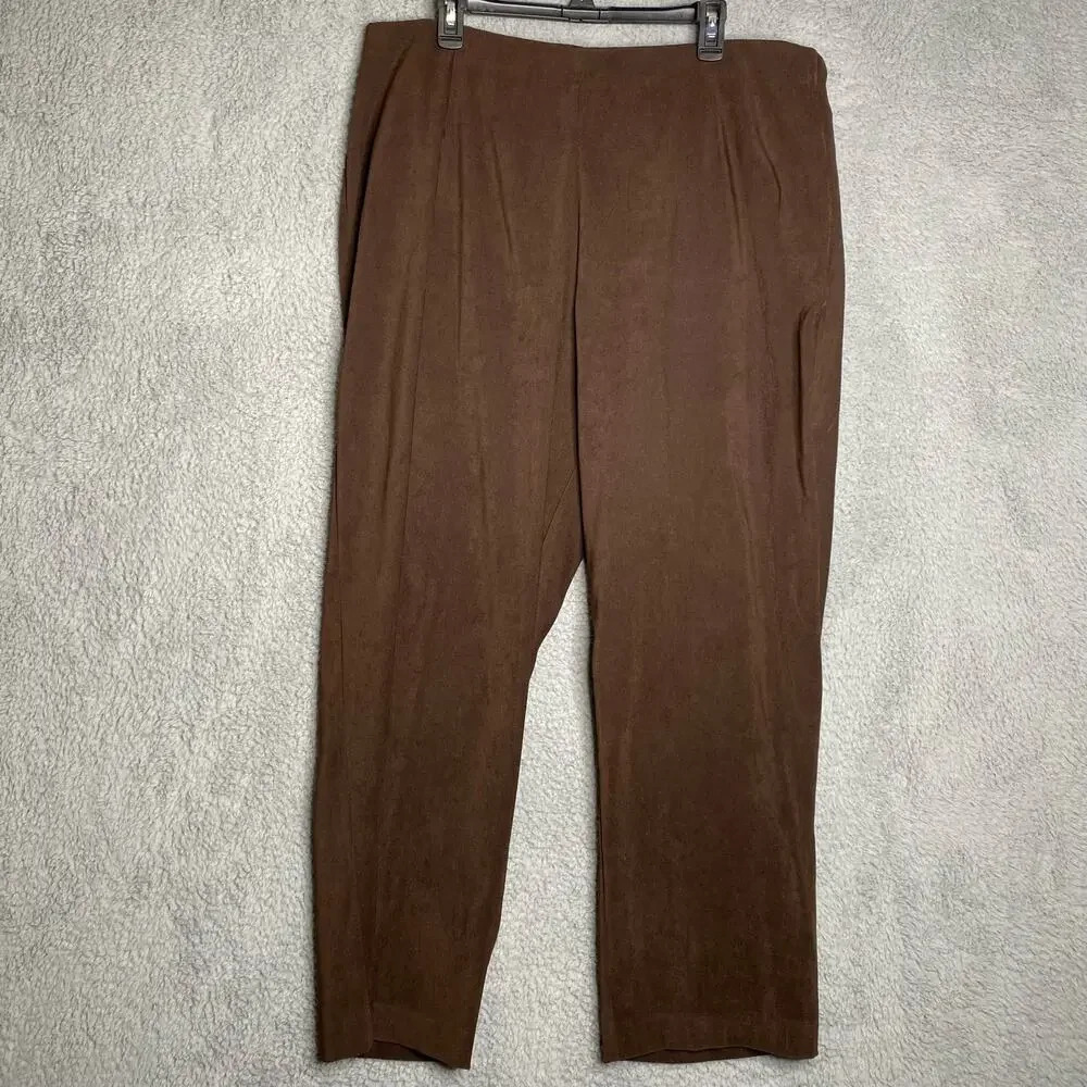 Susan Graver brown pull on pants soft office career business classic capsule 1X